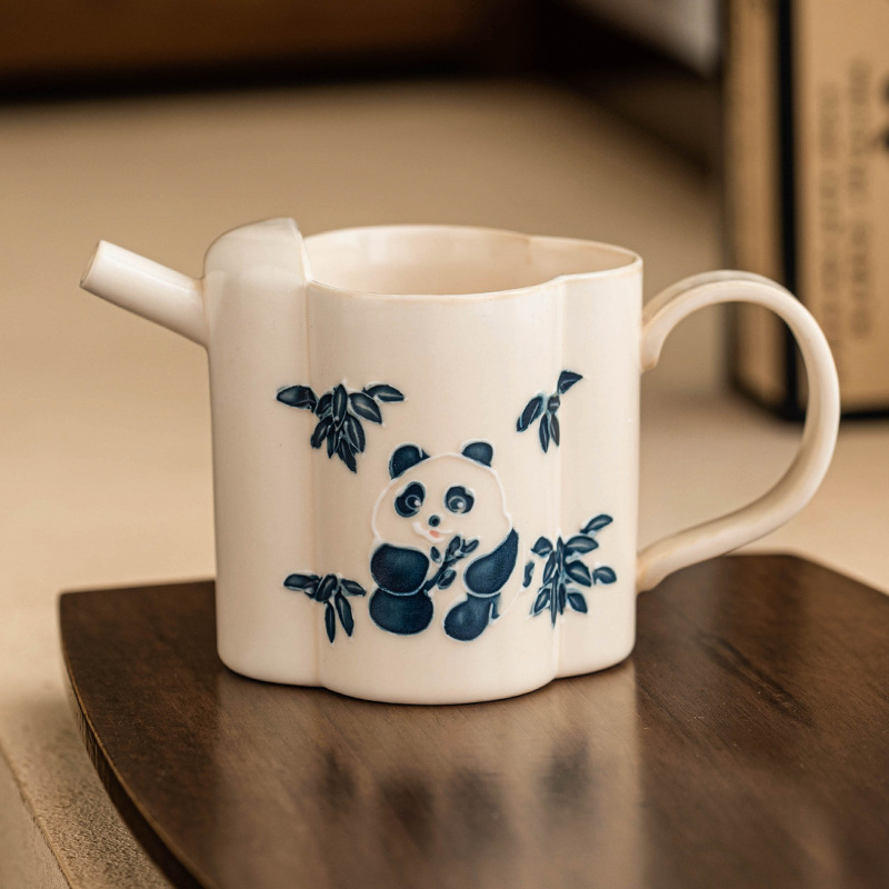 Cốc gấu trúc vẽ tay, cốc pha trà gốm sứ chịu nhiệt, dụng cụ pha trà Haifen, dụng cụ pha trà Kung Fu gia dụng, cốc đều