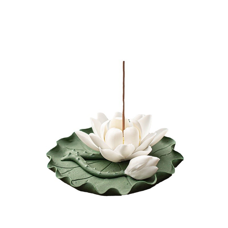 Lư hương dây hoa sen gốm sứ sáng tạo Lư hương trong nhà gia dụng Lư hương hoa sen trang trí trà đạo đàn hương