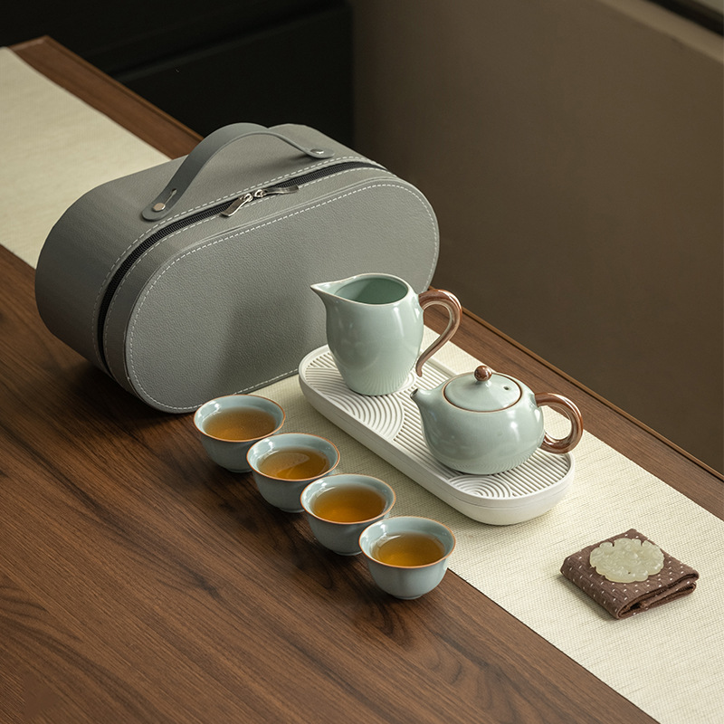 Bộ ấm trà du lịch Ruyao, tách trà, tách trà, bộ trà cầm tay, hộp quà tặng cho cha mẹ trưởng lão
