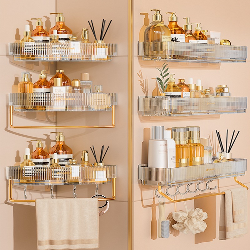 Kệ để đồ phòng tắm không đục lỗ trong nhà vệ sinh rửa tay Giá để đồ tam giác trên tường treo tường tắm
