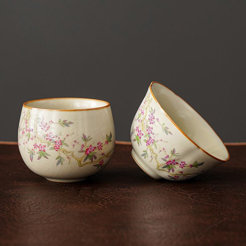 Cốc trà Ruyao màu be, cốc trà, cốc cao cấp, cốc chủ chuyên dụng cá nhân Trung Quốc, bộ trà gốm sứ Kung Fu