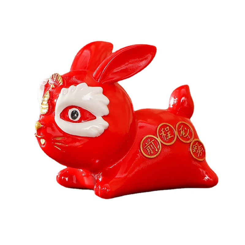 Quốc triều phong cách nhựa thủ công mỹ nghệ thỏ đổi màu trà thú cưng đồ trang trí phòng khách bàn làm việc điện thoại di động giá đỡ Lễ Hội Mùa Xuân trang trí
