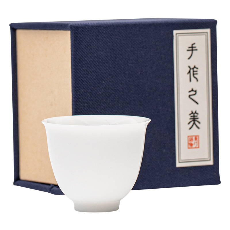 Cốc chuông sứ Ngọc Bích Loại Băng Cốc trà gốm sứ Trung Quốc cốc trà nhỏ phụ kiện Bộ trà cốc trà sứ trắng hộp quà