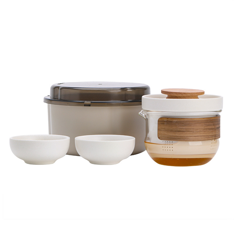 Bộ trà Kung Fu gốm đen kiểu Nhật, tách trà, túi đựng ngoài trời, bộ trà du lịch gốm sứ, một bình hai cốc