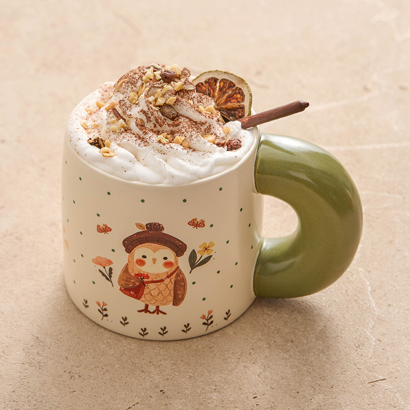 Cốc nước tai to cốc gốm sứ cốc uống nước kiểu nữ giá trị cao cốc cà phê cốc uống nước mùa hè gia dụng