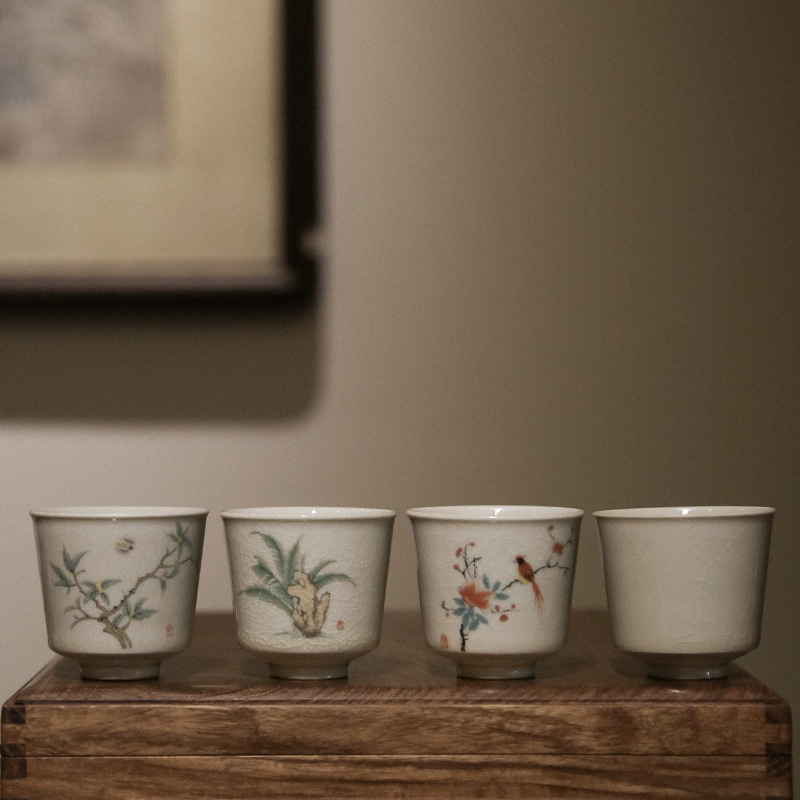 Cốc trà Xám thực vật men ngọc cổ cốc đơn cá nhân tách trà cốc chủ nhân Cốc gốm sứ công phu