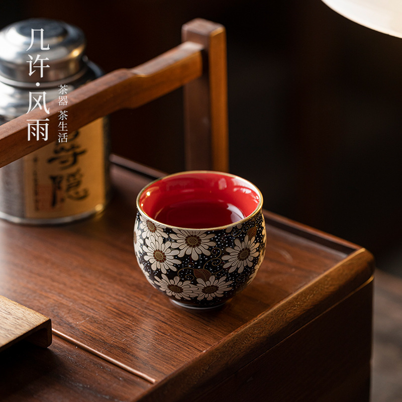 Tách trà hoa cúc nhỏ bằng vàng và bạc sai bộ trà kungfu cốc chủ nhân tách trà cá nhân cốc trà nhỏ nữ quà lưu niệm