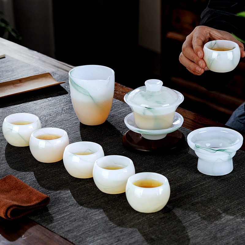 Bộ ấm trà Kung Fu cao cấp 2024 mẫu mới cao cấp băng ngọc men màu cao cấp hộp quà tặng quà tặng bán buôn