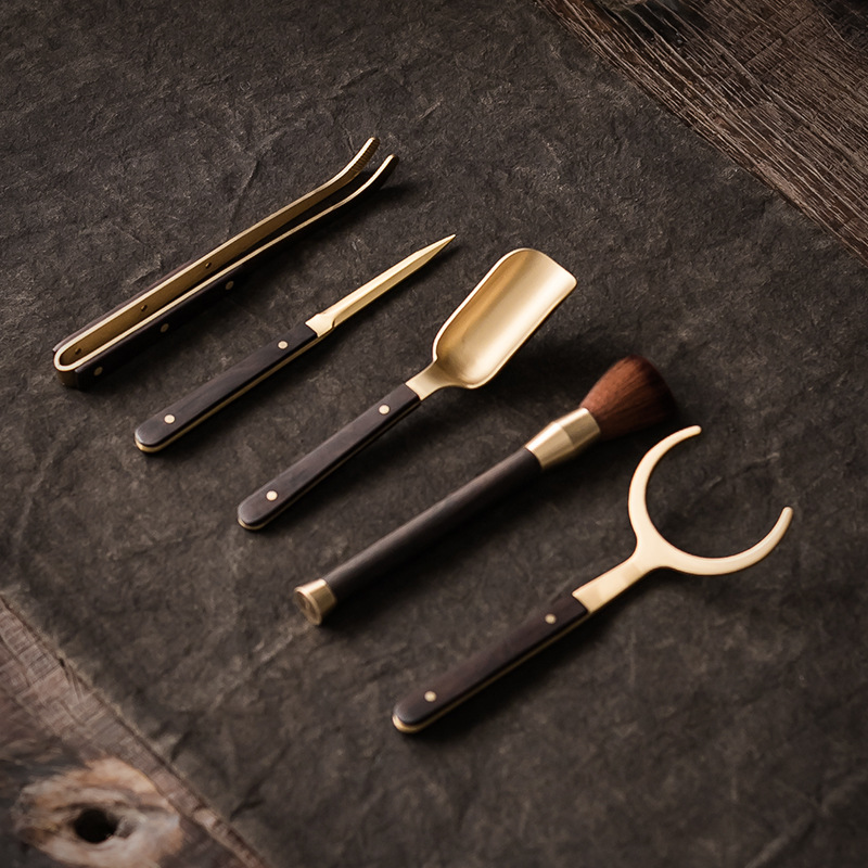 Trà đạo sáu quý ông vỏ quả óc chó ghép thủ công kẹp trà Gỗ Óc Chó gia dụng Bộ trà Kung Fu phối