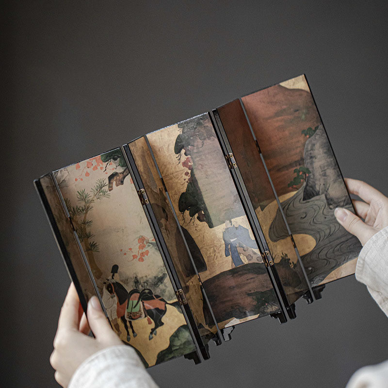 Không gian Trà Bàn trà hai mặt bình phong nhỏ trang trí bàn trà cổ điển phong cách Trung Quốc đồ trang trí bàn trà đạo phụ kiện trà đạo hộp quà