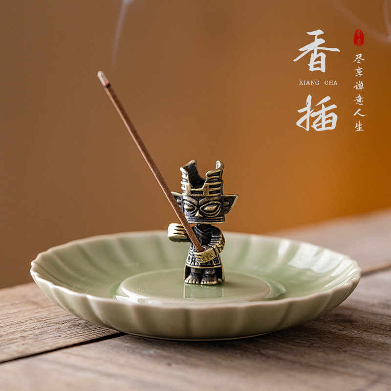 Ếch cổ Sanxingdui Pallet nhang cắm hương gốm sứ sáng tạo lư hương đồ trang trí ghế trà