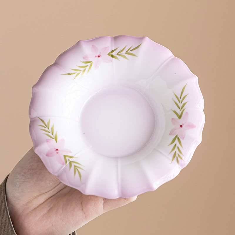 Vẽ tay đế lót ly màu tím gradient mơ mộng khóa mặt ấm cánh hoa đế cốc trà đế đế lót cách nhiệt bàn pha trà bàn phụ kiện trà đạo