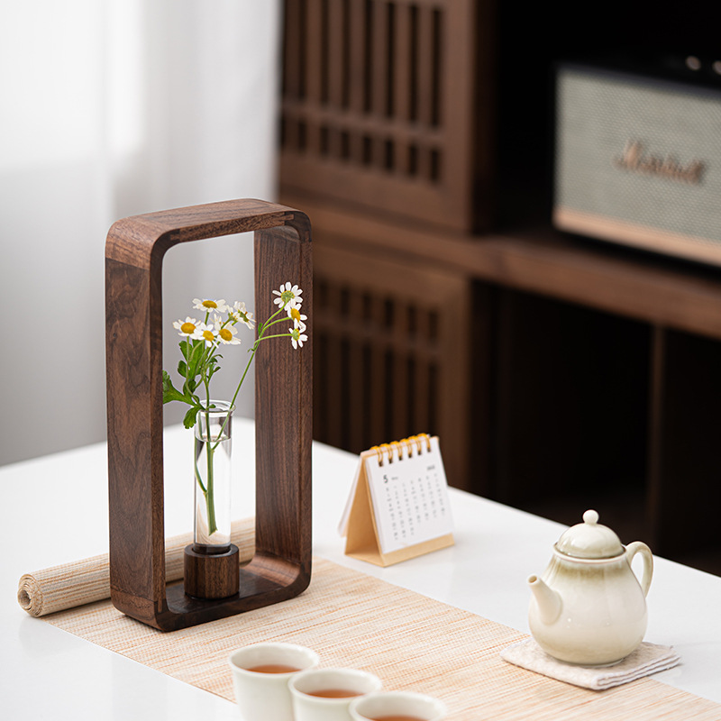 Hoa thủy canh Gỗ Óc Chó Hoa trang trí phong cách Nhật Bản Hoa treo tường Bình thủy canh để bàn cắm hoa treo tường trang trí phòng trà