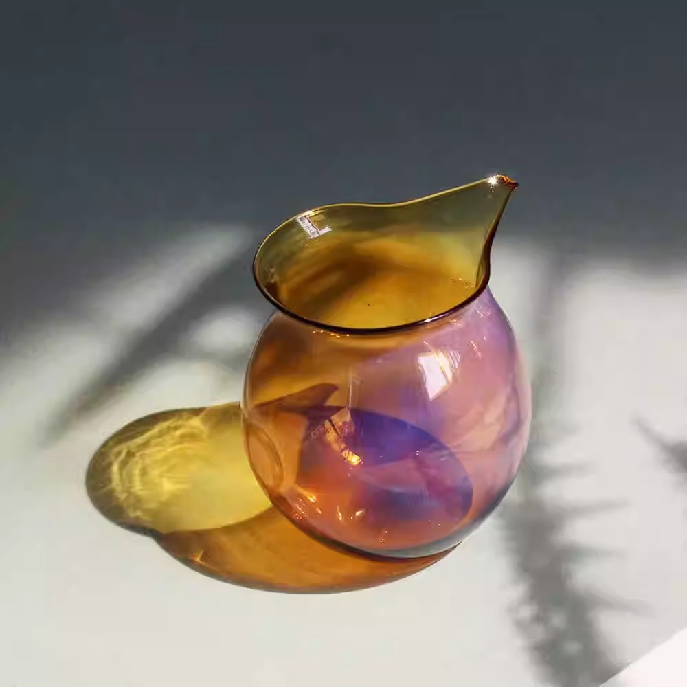 Cốc công bằng thủy tinh màu sáng tạo cốc pha trà hình quả bầu chịu nhiệt độ cao chịu nhiệt dày cao cấp cốc pha trà