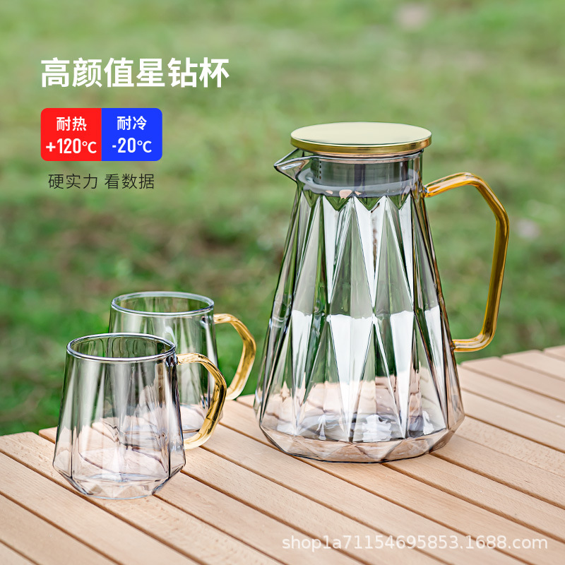 Bộ Ấm đun nước lạnh Star Diamond giá trị cao Ấm pha trà thủy tinh Borosilicat chịu nhiệt cao Ấm đun nước dung tích lớn gia dụng