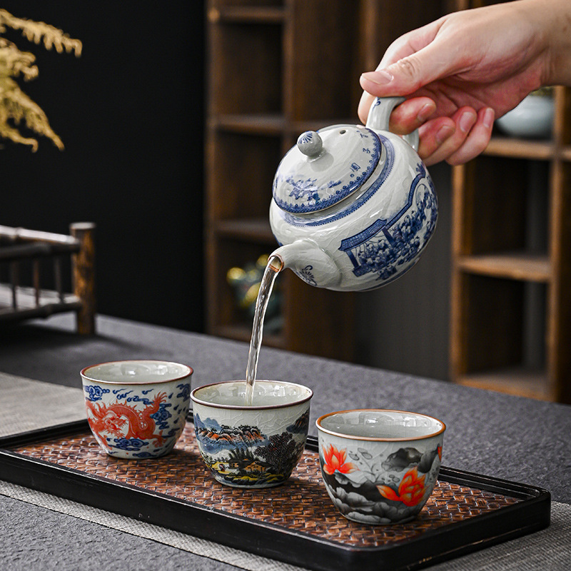 Cốc trà xanh và trắng Jingdezhen cốc chủ sở hữu cốc đơn bộ trà Kung Fu cốc trà cốc trà bán buôn cốc cá nhân cổ điển Trung Quốc