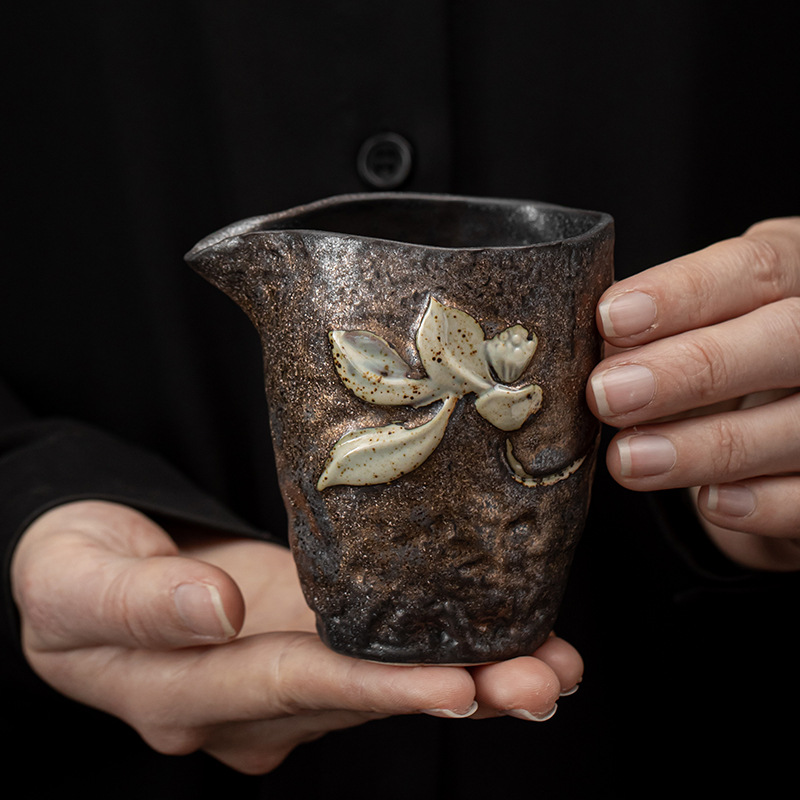 Cốc công thức tráng men bằng sắt mạ vàng kiểu Nhật dụng cụ chia tách trà dụng cụ pha trà Kung Fu gia dụng cổ điển cỡ lớn