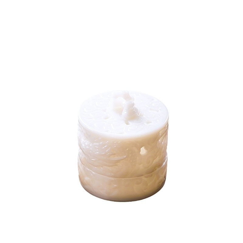 Guo Zhibao điêu khắc nổi bằng đá ngọc bích lư hương thủ công thắp hương đồ dùng gia đình phụ kiện trà đạo đồ trang trí bằng gốm