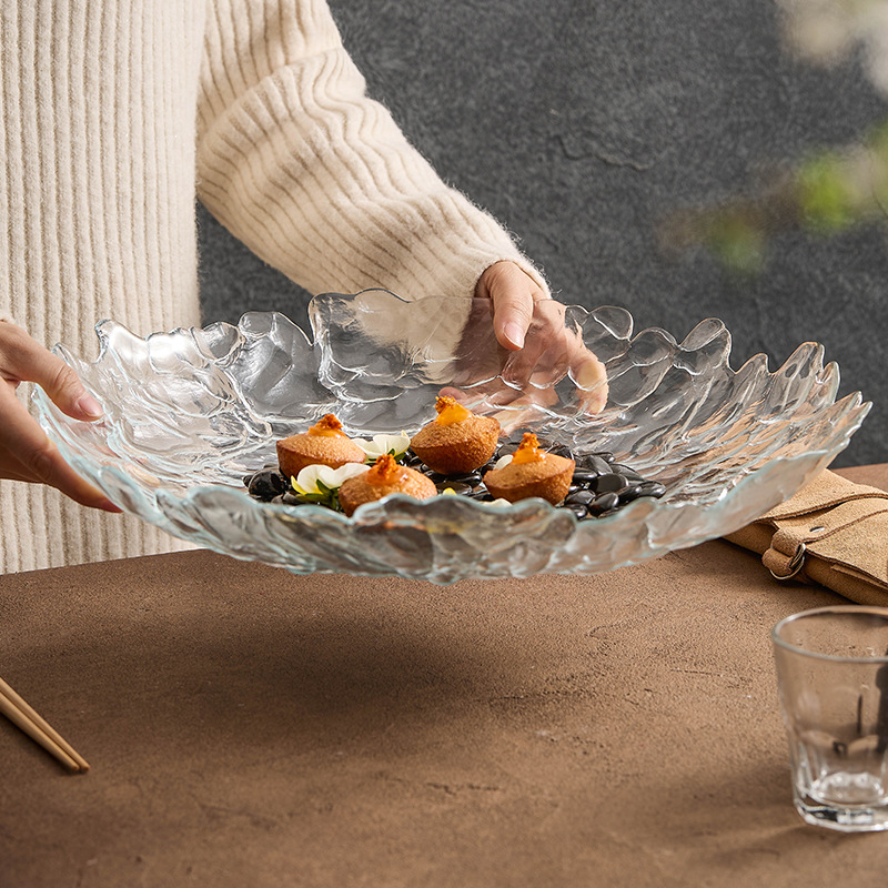 Đĩa trái cây nhập khẩu ARDACAM, đĩa pha lê khách sạn, đĩa thủy tinh, đĩa trái cây cao cấp sang trọng nhẹ, đa dụng