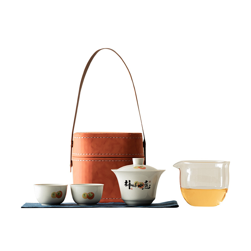 Bộ trà du lịch một bát hai chén tro cây cắm trại ngoài trời di động bộ trà kungfu đơn giản du lịch