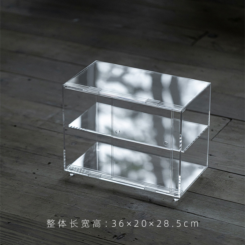 Cửa trượt acrylic khay trà bộ trà lưu trữ trưng bày kệ Bogu giá để đồ trong nhà chống bụi