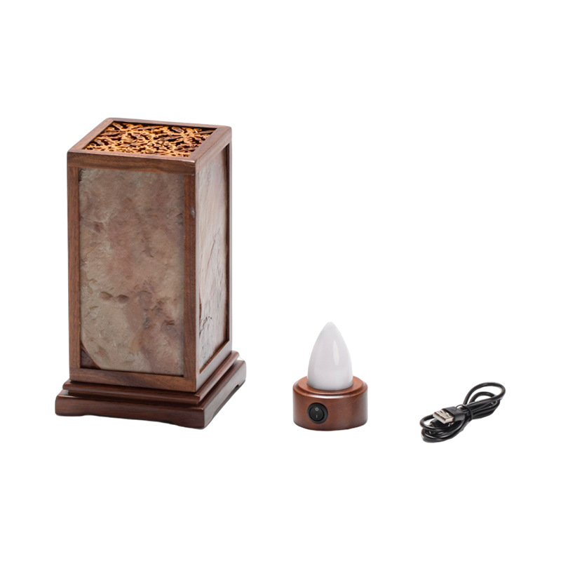 Đèn bàn đá vuông phong cách thiền mới sáng tạo phòng trà ánh sáng xung quanh hàng rào cổ