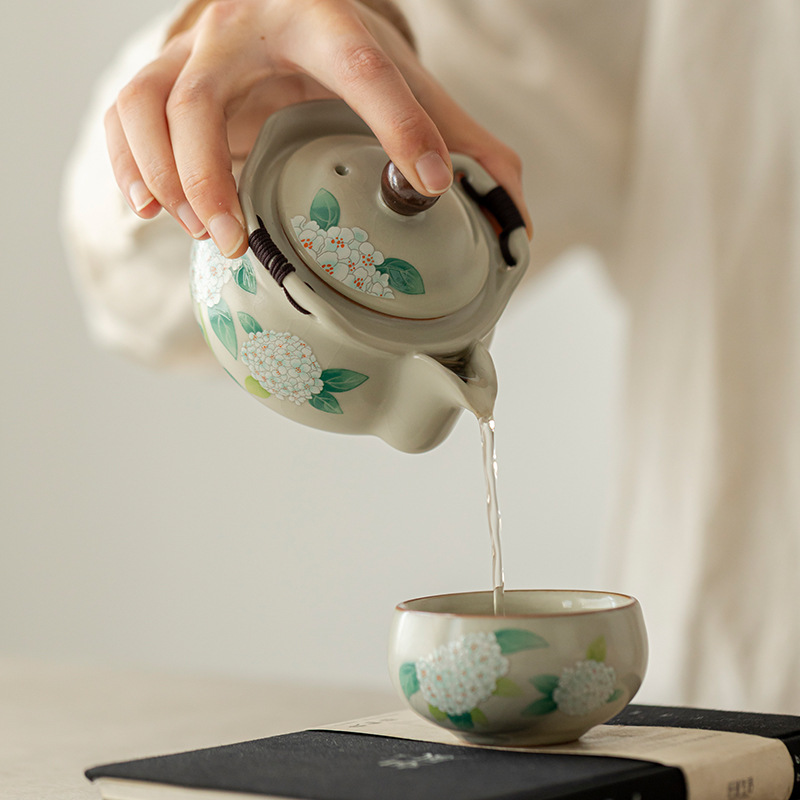 Bộ trà du lịch lò Chupu Ru, túi lưu trữ một ấm một cốc sang trọng, cốc khách nhanh cầm tay ngoài trời, quà lưu niệm bằng gốm