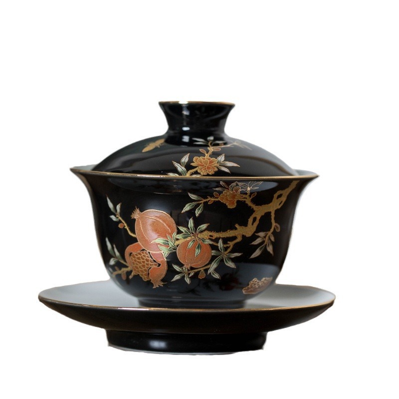 Bát có nắp tam tài bằng sứ gốm sứ gốm sứ sứ trắng kiểu Trung Quốc bộ trà gốm sứ tinh xảo cốc trà