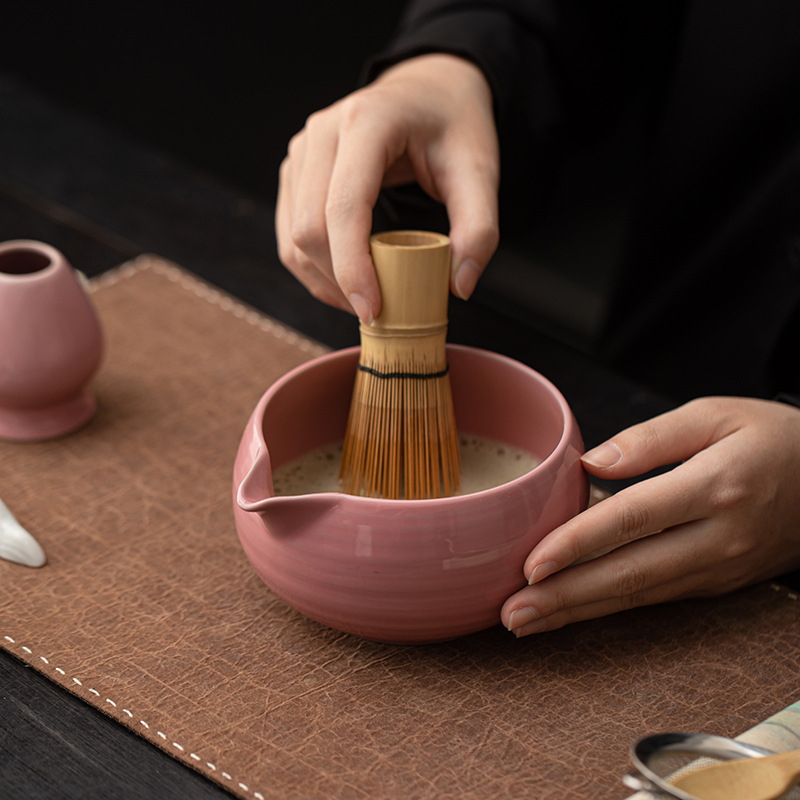 Trà đạo đặt hàng kiểu Nhật, bát matcha gốm cổ, bình trà, bộ trộn bọt đứng, phụ kiện bộ trà, bàn chải trà, bát đựng trà