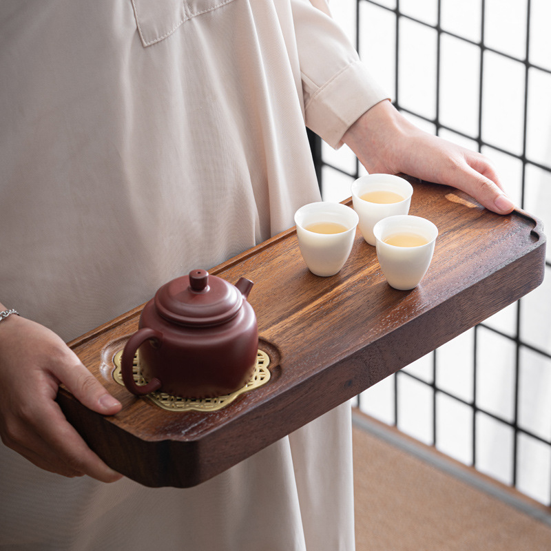 Bán buôn Khay trà gỗ nguyên khối Thoát Nước Óc Chó gia dụng nhỏ mới kiểu Trung Quốc Bàn trà hiện đại đơn giản bàn trà