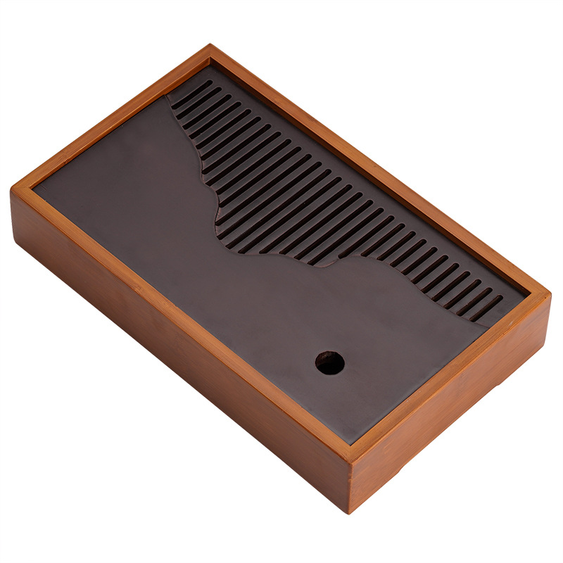 Khay thoát nước gia dụng biển trà sang trọng, khay trà kiểu trữ nước bằng tre đơn giản, bàn trà pha khô loại nhỏ một người