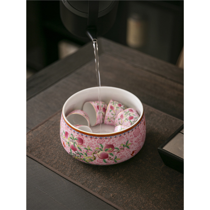 Rửa chén trà tráng men cỡ lớn rửa chén trà bát gốm sứ bộ trà kungfu phụ kiện trà đạo bình trà gia dụng rửa bút chậu nước