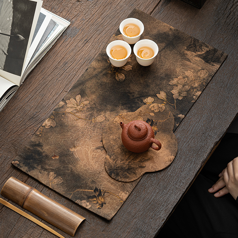 Tấm lót ấm trà trải bàn trà pha trà khô hai mặt vải trải bàn kiểu Trung Quốc phong cách Thiền