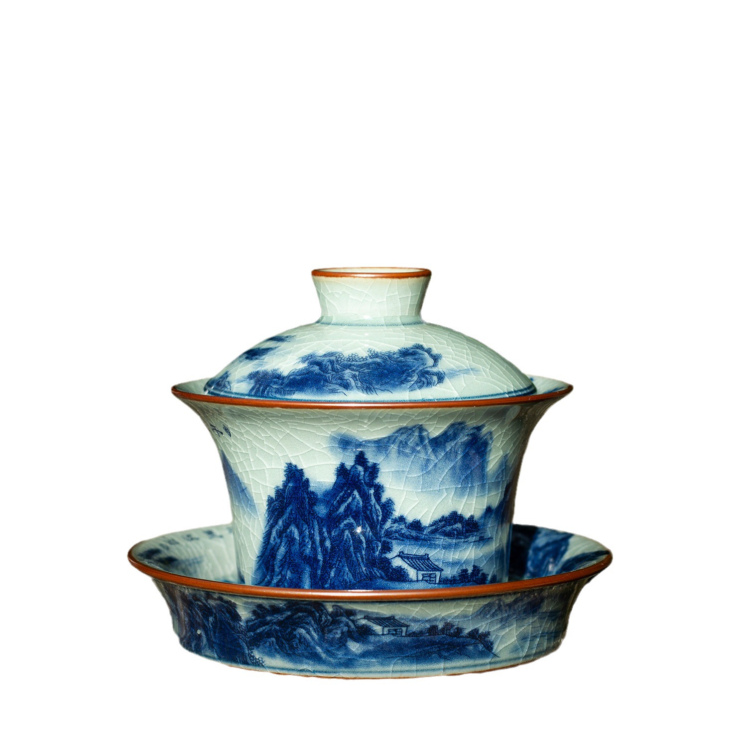 Hàng Ngàn Dặm của đất sét cũ Gốm Sứ Cổ kính có Nắp bát đơn cổ mở lát pha trà Bát Kung Fu Bộ trà Ba tài năng Có Nắp bát bán buôn