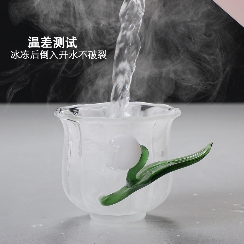 Cốc trà hoa mộc lan handmade kiểu Nhật cốc cà phê thủy tinh giá trị cao cốc nước thủy tinh borosilicate cốc trà mẫu nổi tiếng trên mạng