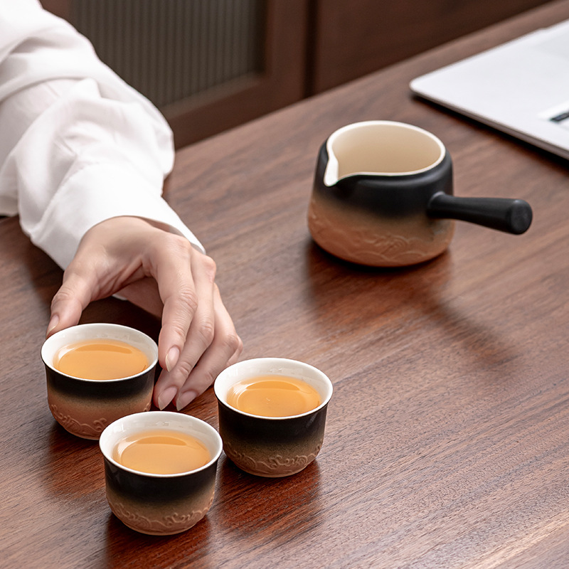 Bộ dụng cụ pha trà tự động sóng bộ pha trà lười dụng cụ pha trà Kung Fu gốm văn phòng gia dụng ấm trà