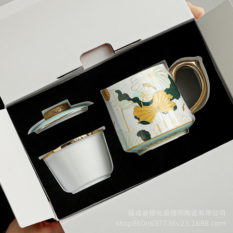 Cốc sứ Jingdezhen Cốc nước tráng men Cốc pha trà văn phòng tách trà Cốc đặc biệt cá nhân Quà Tặng