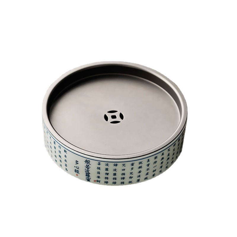 Bình kinh tim cổ điển Jingdezhen, bàn pha khô kiểu Trung Quốc, khay trà, dụng cụ trà Kung Fu, khay giữ ấm nước, trữ nước thủ công