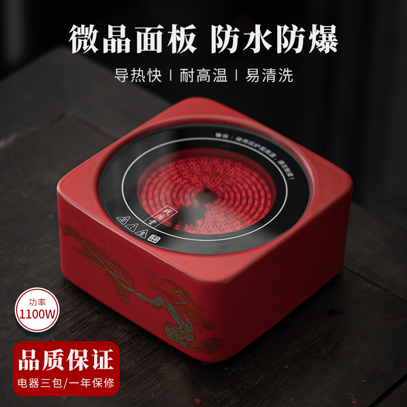 Bếp gốm điện Màu Đỏ Táo gai, xà nâng mây, bình gốm nguyên bản, Ấm đun nước, bếp nấu trà, bộ dụng cụ pha trà