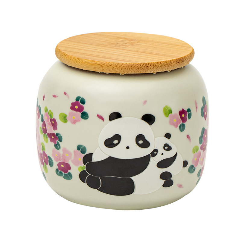 Ruyao mỡ lợn đông lạnh hộp trà gấu trúc hộp đựng gốm sứ gia dụng hộp gia vị hộp đựng trà rỗng cổ điển hộp đựng trà