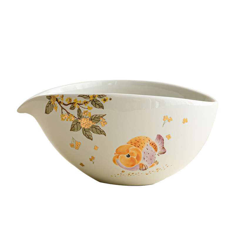 Cốc tách trà cá osmanthus vàng xám thực vật phong cách Trung Quốc dụng cụ tách trà gốm sứ gia dụng cốc trà đồng phục kiểu Trung Quốc phụ kiện bộ trà biển trà