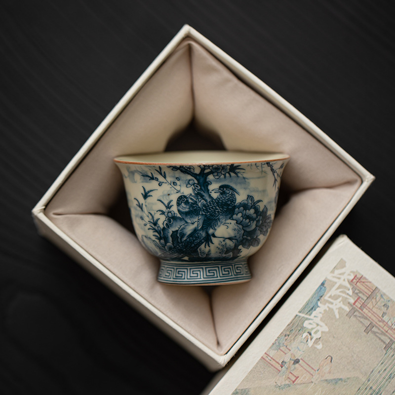 Cốc chân cao cốc uống trà cốc cá nhân cốc gốm sứ cốc đơn cốc gia dụng cốc trà hộp quà