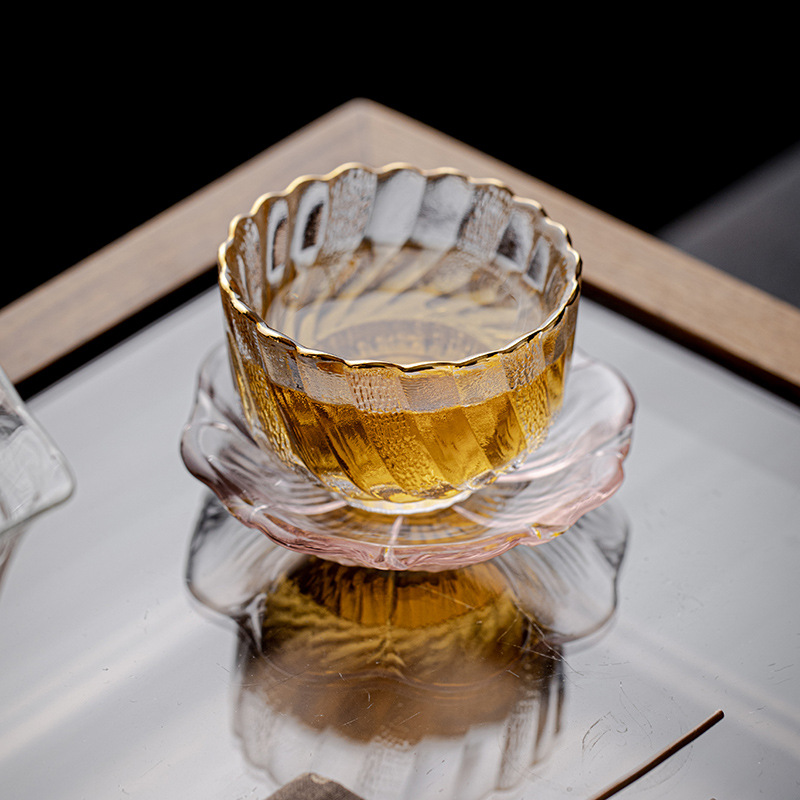 Bộ trà Kung Fu cốc chủ nhân cỡ lớn cốc trà cốc trong suốt dày đơn giản gia dụng cốc trà cốc nhỏ thủy tinh chịu nhiệt