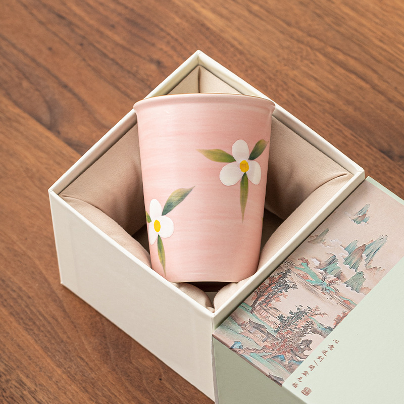 Cốc uống nước gốm sứ vẽ tay dung tích lớn cốc cốc coca cốc cá nhân có hộp quà bán buôn xưởng