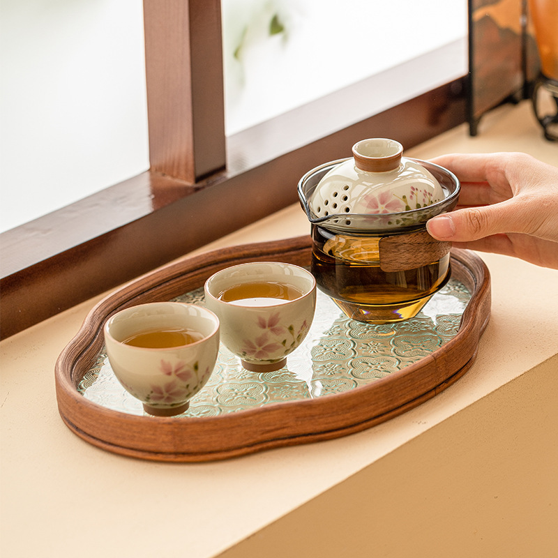 Bộ ấm trà gốm sứ Đức Hoa cúc vẽ tay, một bình hai Cốc pha trà Kung Fu gia dụng cao cấp, cốc nhanh cầm tay