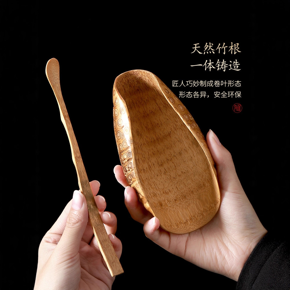 Bộ hai món trà kéo trà gốc tre cổ Da'antang trà tre thủ công muỗng Sen Trà nghệ thuật trà đạo phụ kiện Bộ trà
