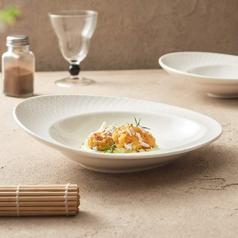 Đĩa gốm, đĩa gia dụng, bộ đồ ăn khách sạn thương mại sáng tạo, đĩa canh đặc, đĩa tây, đĩa salad trái cây