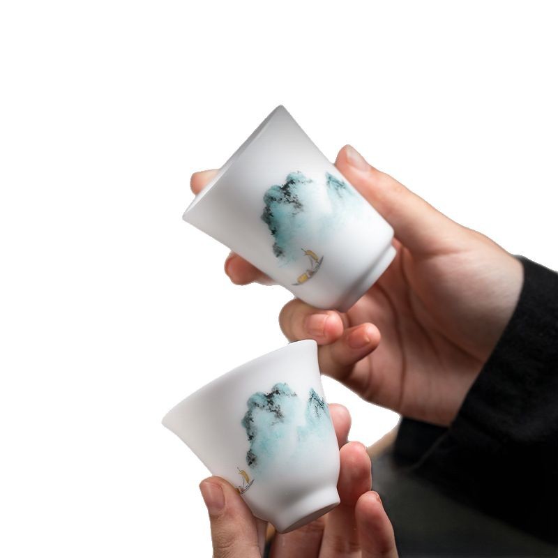 Miaolian Tianxiang băng ngọc sứ vẽ tay cốc chủ nhân cốc trà gốm sứ cao cấp Trung Quốc bộ trà cá nhân cốc trà