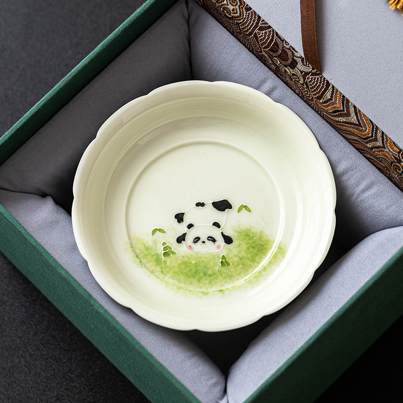 Chậu gấu trúc chạm khắc xếp chồng vẽ tay, bàn bong bóng khô kiểu Trung Quốc, bình gốm sứ gia dụng, khay đựng đồ uống, đĩa trái cây, đĩa đơn