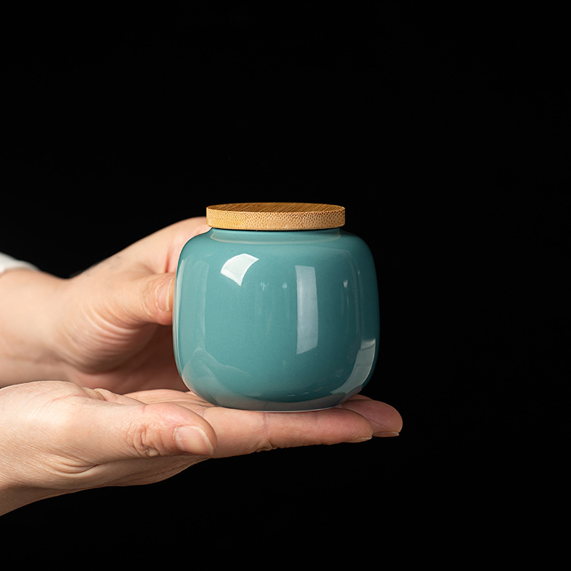 Gốm sứ cổ điển mini cỡ nhỏ trà mùa xuân bình trà gốm sứ bình kín bình trà bình lưu trữ bình lưu trữ bình rỗng logo